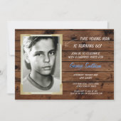 フォト誕生日ヴィンテージスタイル木製招待状 招待状 (正面)