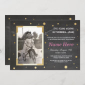 フォト誕生日ヴィンテージチョーク招待状ウォーメンズ50th 60 招待状 (正面/裏面)