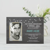 フォト誕生日ヴィンテージチョーク招待状メンズまたは女性 招待状 (スタンド正面)