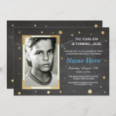 フォト誕生日ヴィンテージチョーク招待状メンズ30th 40th 招待状 (正面/裏面)