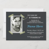 フォト誕生日ヴィンテージブラック招待状メンズ50位60位 招待状 (正面)