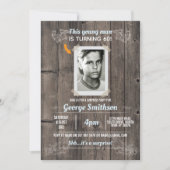 フォト誕生日ヴィンテージブルーサプライズ招待状 招待状 (正面)