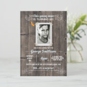 フォト誕生日ヴィンテージブルーサプライズ招待状 招待状 (スタンド正面)