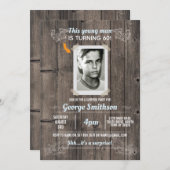 フォト誕生日ヴィンテージブルーサプライズ招待状 招待状 (正面/裏面)