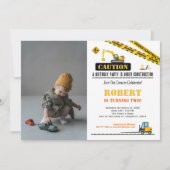 フォト誕生日任意の年齢建築ダンプトラック 招待状 (正面)