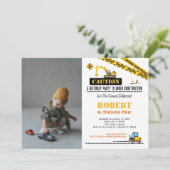 フォト誕生日任意の年齢建築ダンプトラック 招待状 (スタンド正面)