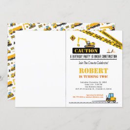 フォト誕生日任意の年齢建築ダンプトラック 招待状