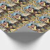 フォト誕生日妖精ブラックイエロー金ゴールドかわいい ラッピングペーパー (角)