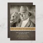 フォト誕生日招待状60番目のパーティー写真 招待状 (正面/裏面)