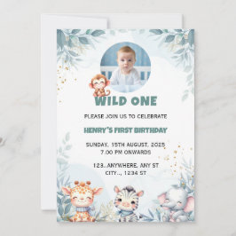 フォト誕生日招待状、ワイルドワン誕生日カード 招待状