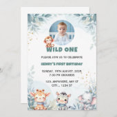 フォト誕生日招待状、ワイルドワン誕生日カード 招待状 (正面/裏面)