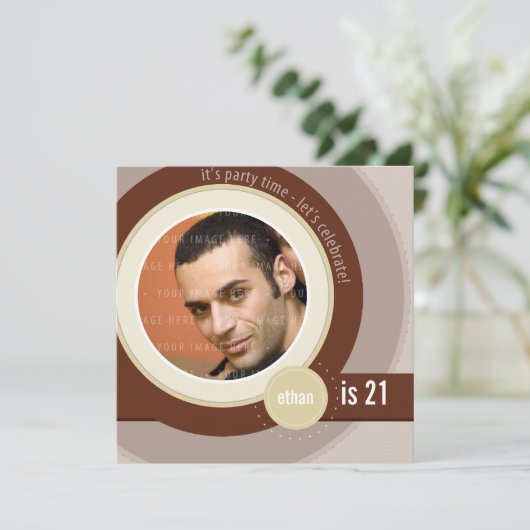 フォト誕生日招待状::円形8SQ 招待状 (スタンド正面)