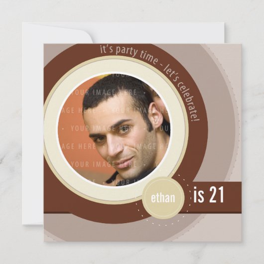 フォト誕生日招待状:：円形8SQ 招待状 (正面)