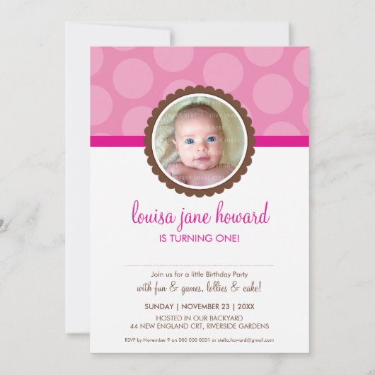 フォト誕生日招待状::楽しいパターン4P 招待状 (裏面)