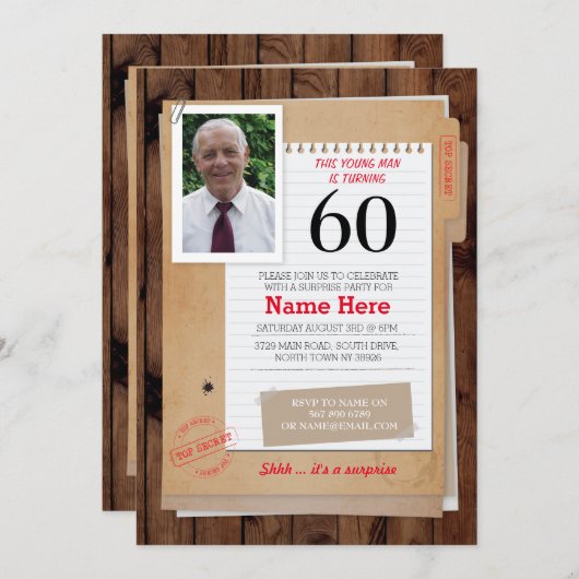 フォト誕生日探偵トップシークレットアニーエイジ招待状 招待状 (正面/裏面)