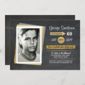 フォト誕生日金ゴールドシャルボード招待状 招待状 (正面/裏面)