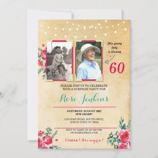 フォト誕生日Any Ageフローラ2写真招待状 招待状 (正面)