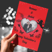 フォト赤いハートラブキューピッドヴィンテージバレンタインデー シーズンポストカード