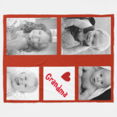 フォト赤と白フリースブランケット フリースブランケット (正面(横))