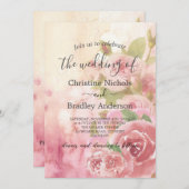 フォト赤面バラ植物学QRコード結婚ズ 招待状 (正面/裏面)