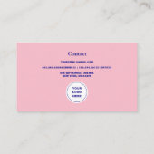 フォト赤面ピンクとグリーンのミニマルレトロ 名刺 (裏面)