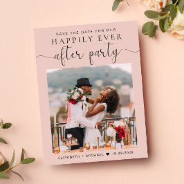 フォト赤面ピンクの結婚式レセプション日付を保存 案内ポストカード