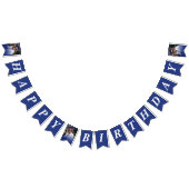 フォト赤面ピンクグラデーションハッピーバースデー バンティングフラッグ (全)