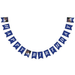 フォト赤面ピンクグラデーションハッピーバースデー バンティングフラッグ