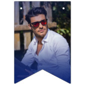 フォト赤面ピンクグラデーションハッピーバースデー バンティングフラッグ (第1の旗)