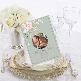 フォト赤面ピンクフローラ水彩フローラ結婚ズ セーブザデート