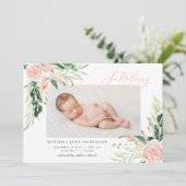 フォト赤面ピンクフローラ誕生 案内状 (スタンド正面)