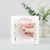 フォト赤面ピンクフローラ誕生 案内状 (スタンド正面)