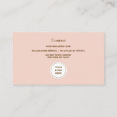 フォト赤面ピンクミニマルレトロ 名刺 (裏面)