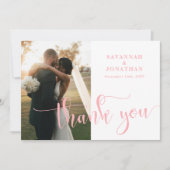 フォト赤面結婚ピンク サンキューカード (正面)