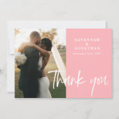 フォト赤面結婚ピンク サンキューカード (正面)