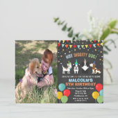 フォト追加可 - 愛犬の誕生日 チョーク 招待状 (スタンド正面)