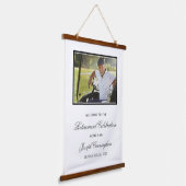 フォト退職パーティーお祝いウェルカムサイン 吊り下げ型タペストリー (傾斜あり)