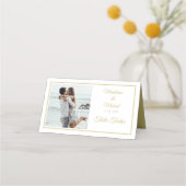 フォト金ゴールドエレガントなウェディングテーブル番号 プレイスカード (裏面)