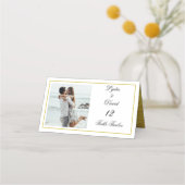 フォト金ゴールドエレガントなウェディングテーブル番号 プレイスカード (裏面)