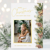 フォト金ゴールドクリスマスホリデーフォイルカード 箔シーズンカード