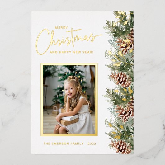 フォト金ゴールドクリスマスホリデーフォイルカード 箔シーズンカード (正面)