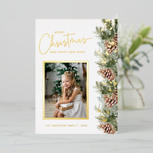 フォト金ゴールドクリスマスホリデーフォイルカード 箔シーズンカード (立ち正面)