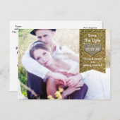 フォト金ゴールドグリッターハート日付はがきを保存 案内ポストカード (正面/裏面)