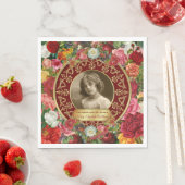 フォト金ゴールドゴージャスバラ記念撮影ブルゴーニュ スタンダードランチョンナプキン (インサイチュ)