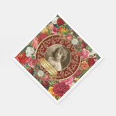 フォト金ゴールドゴージャスバラ記念撮影ブルゴーニュ スタンダードランチョンナプキン (角)