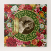 フォト金ゴールドゴージャスバラ記念暗緑色 ジグソーパズル (横)