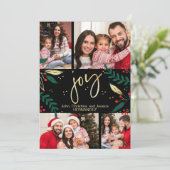 フォト金ゴールドジョイでブラッククリスマスグリーナリーホリデー シーズンカード (スタンド正面)
