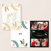 フォト金ゴールドジョークリスマスグリーンモダン 箔カード (ディスプレー)