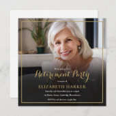 フォト金ゴールドスエレガントクリエーションパーティー 招待状 (正面/裏面)