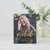 フォト金ゴールドスクリプトの卒業発表 ポストカード (スタンド正面)